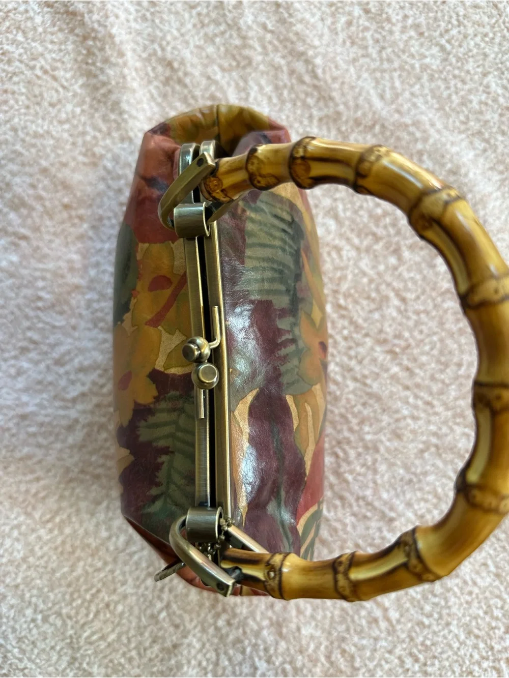 Patricia Nash Tropical Dreams Floral Leather Bamboo Handle 25 Year Anniversary